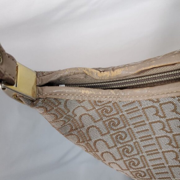 Pierre Cardin Tan Shoulder Bag Double Handle Zip Closer Geometric One Size - Picture 4 of 16